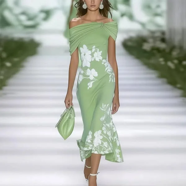 Spring Summer Floral Printed Elegant Dresses