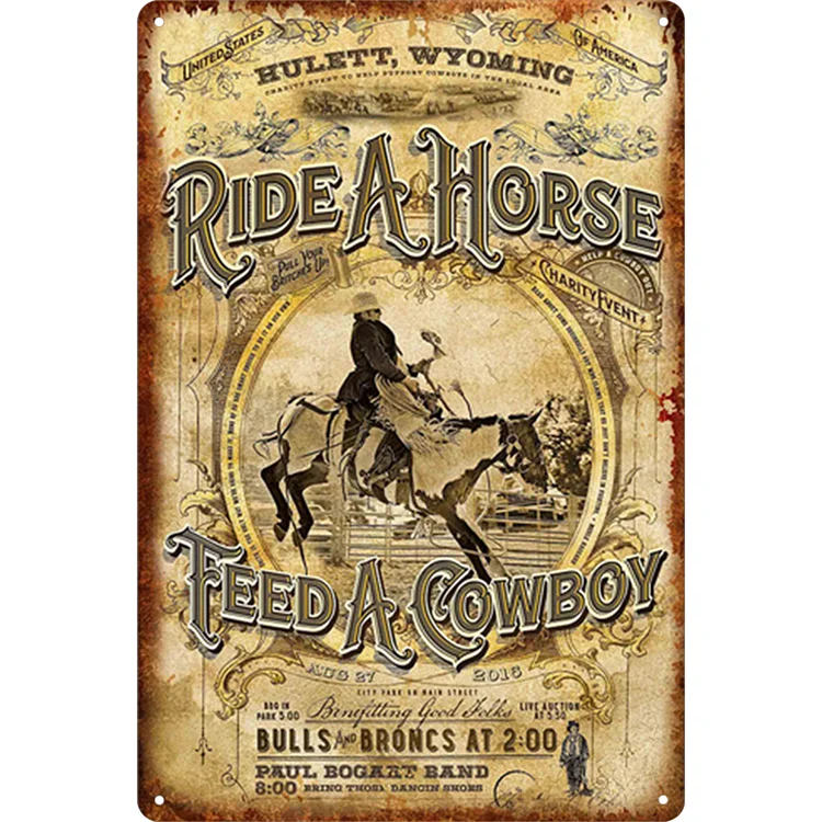 West cowboy - enseigne en étain vintage - 7.9x11.8 & 11.8x15.7inch