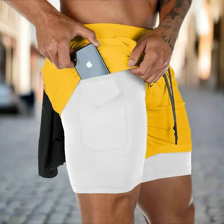 Male Sports Shorts - Navy, Red, Black & Zip Pockets