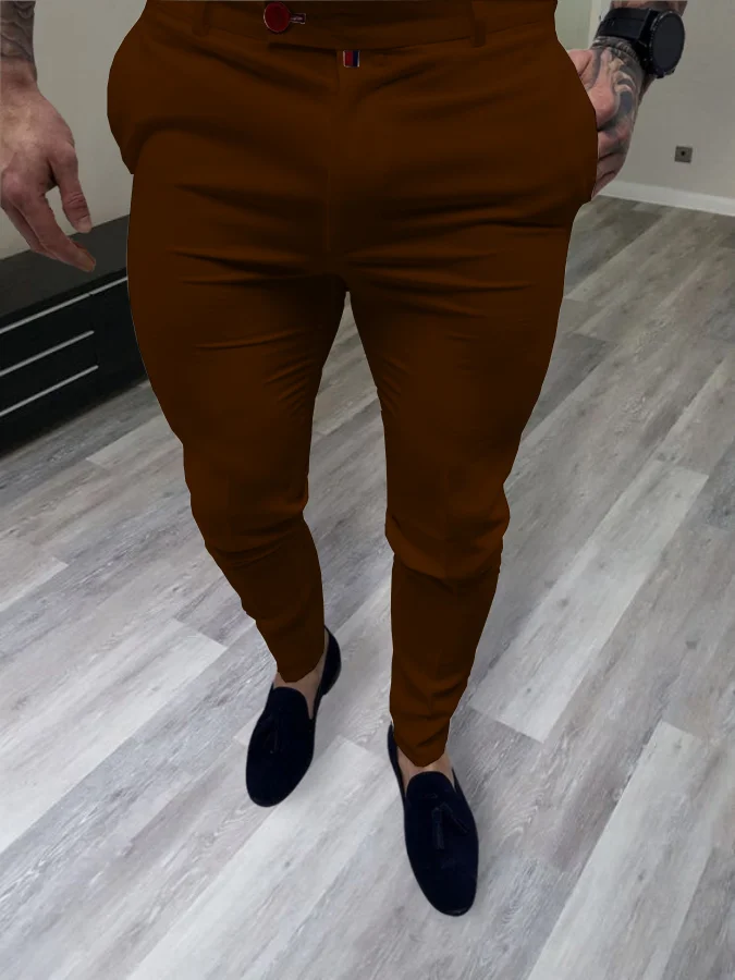 Men's Elegant Orange Brown Pants  