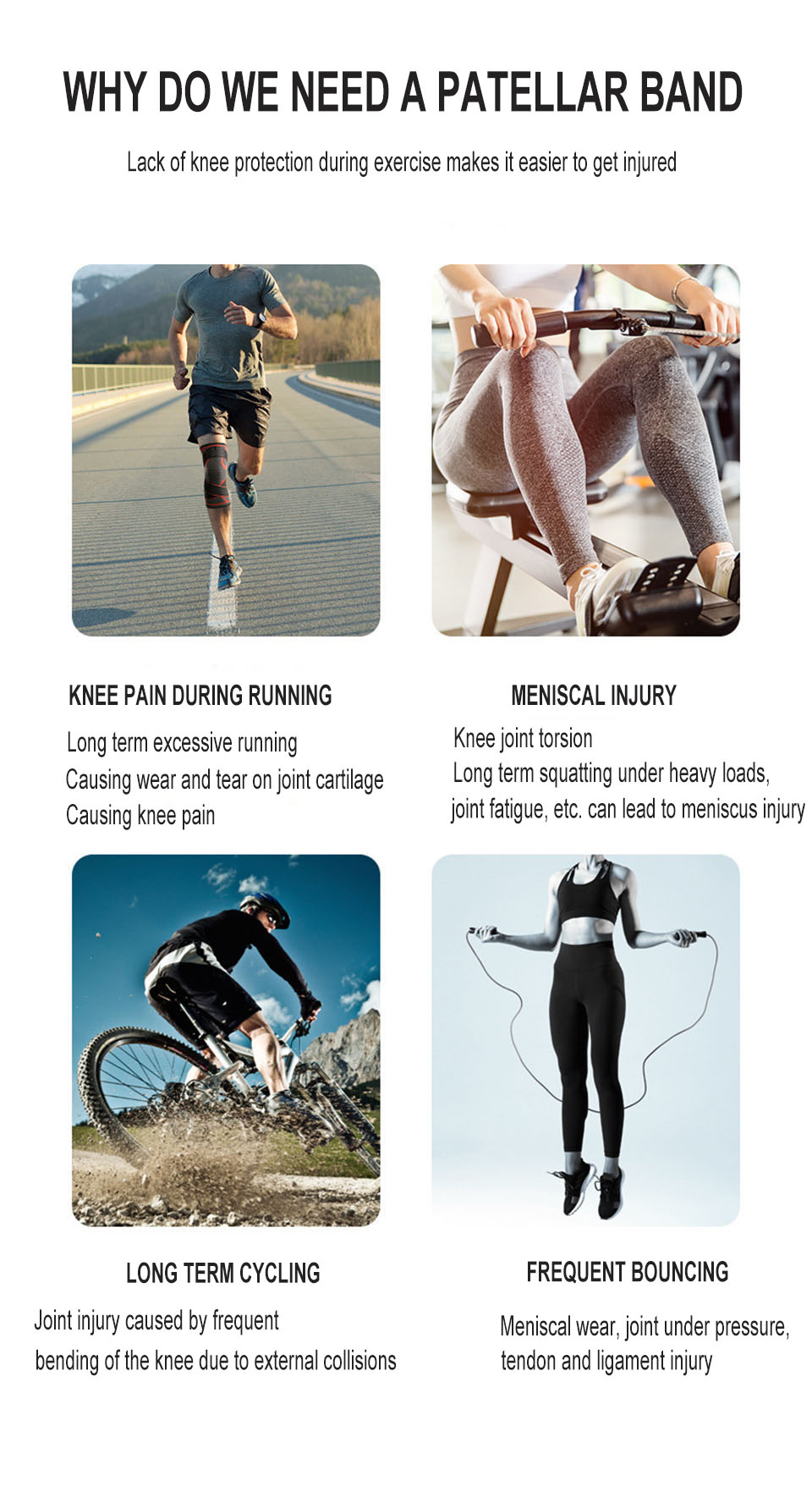 Tegooe Tegooe Patella Knee Brace 1pc - Adjustable Compression Support for Sports Exercise Men Women