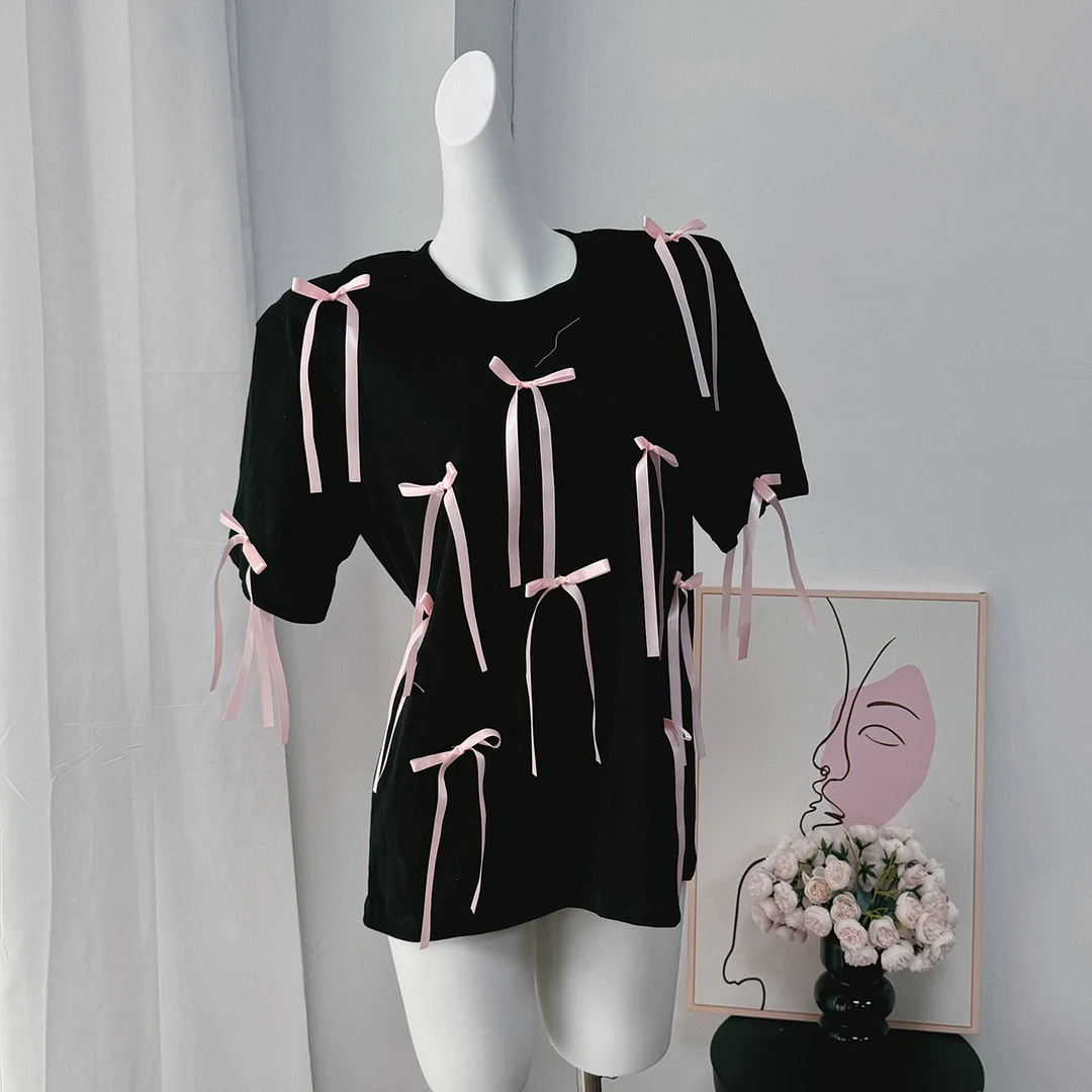 Athvotar Athvotar Summer New Long Tud Short-Sleeved T-Shirt Women's Leisure Loose Cotton Tops In Wind