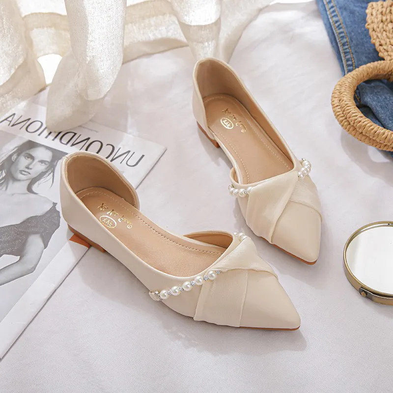 Breakj Breakj And Summer 2025 New Light-Mouthed Sharp Head Flat Side Air Fairy Evening Evening Wind Gentle Temperament Working Single Shoes
