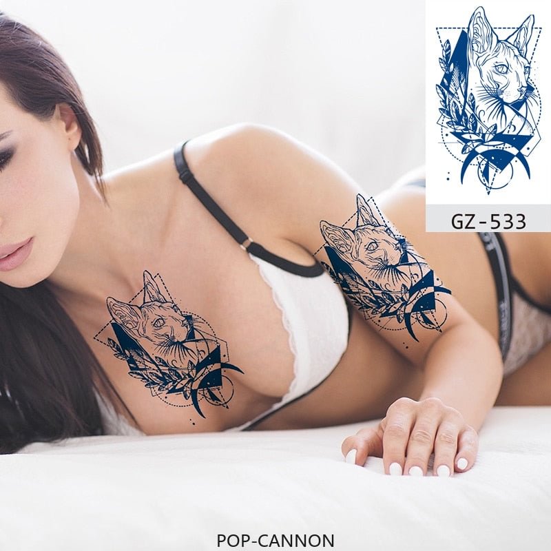 Temporary Waterproof Tattoo Stickers Seductive Snake Flower Ink Lasting Sexy Girls Arm Chest Waist Buttocks Realistic Fake Tatoo