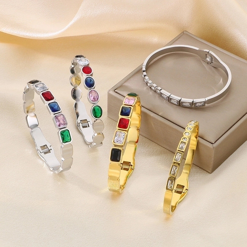 Minimalist Round 304 Stainless Steel 18K Gold Plated Bangle In Bulk