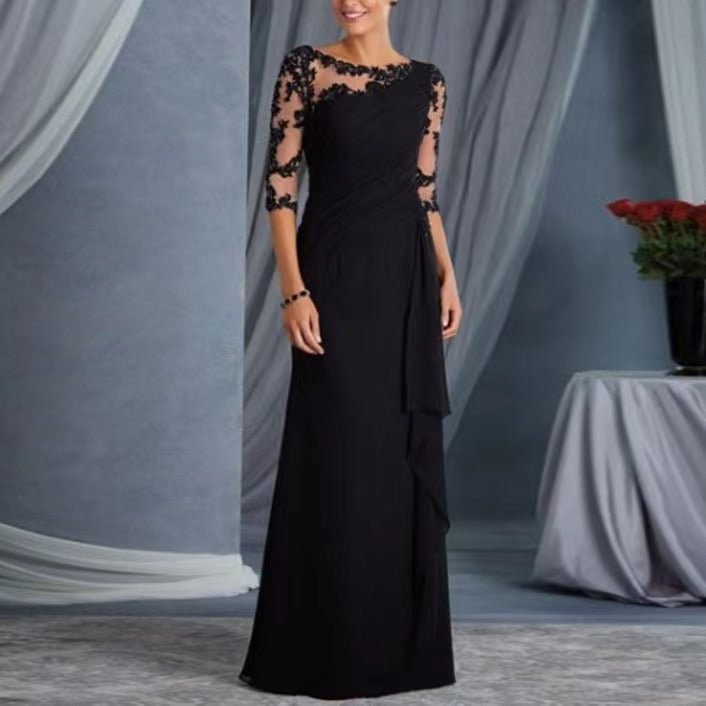 Chiffon Lace Half Sleeve Dresses