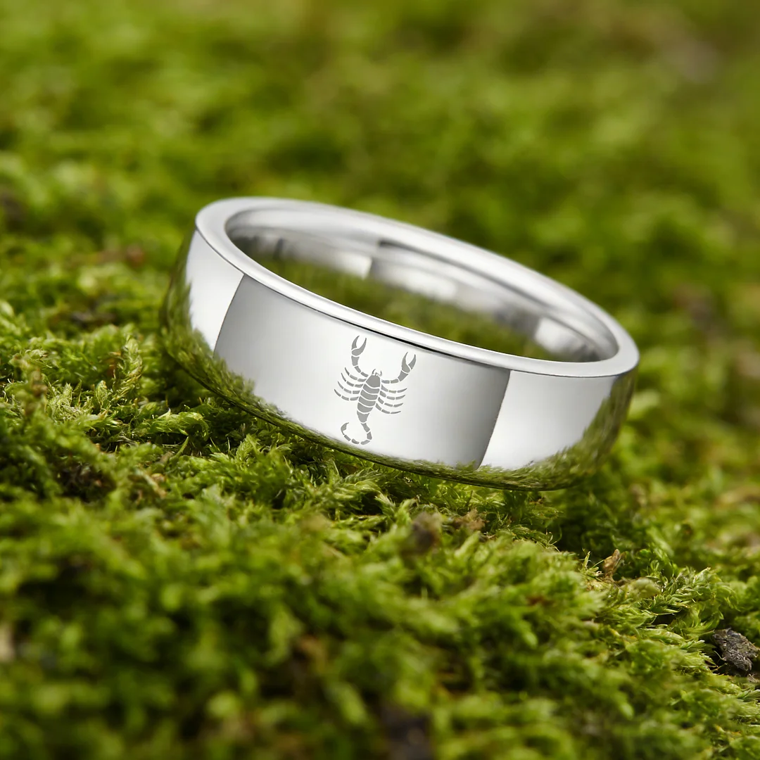 Wedding Fashion Sliver Scorpio Tungsten Rings and Flat Edge Comfort Fit for Mens and Womens 4MM 6MM 8MM