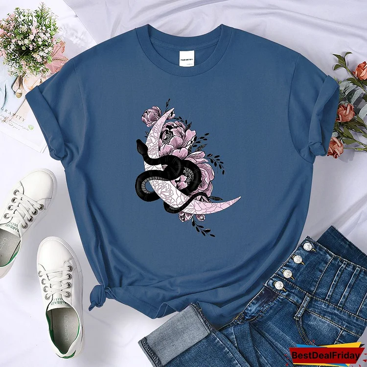 Moon Snake Retro Y2K Creativity Print Women T-Shirt Street Summer Crop Tops Cool Sport Clothes Fashion Casual T Shirt Female