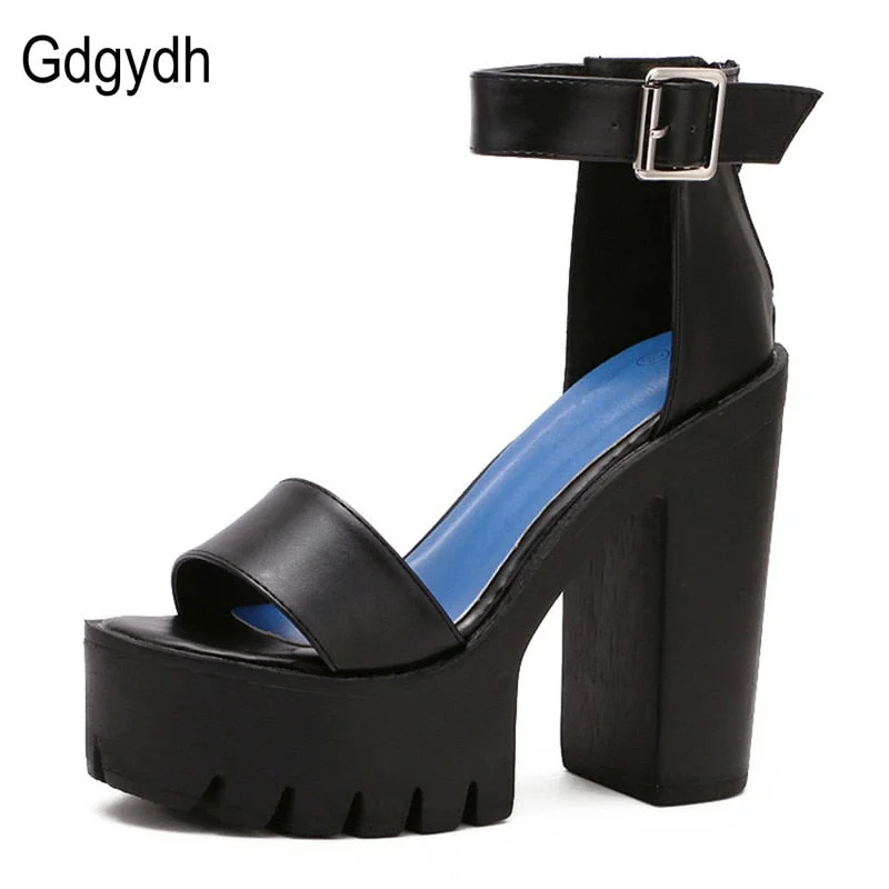 Gdgydh Drop Shipping White Summer Sandal Shoes for Women 2021 New Arrival High Thick Heels Sandals Platform Casual Russian Shoes