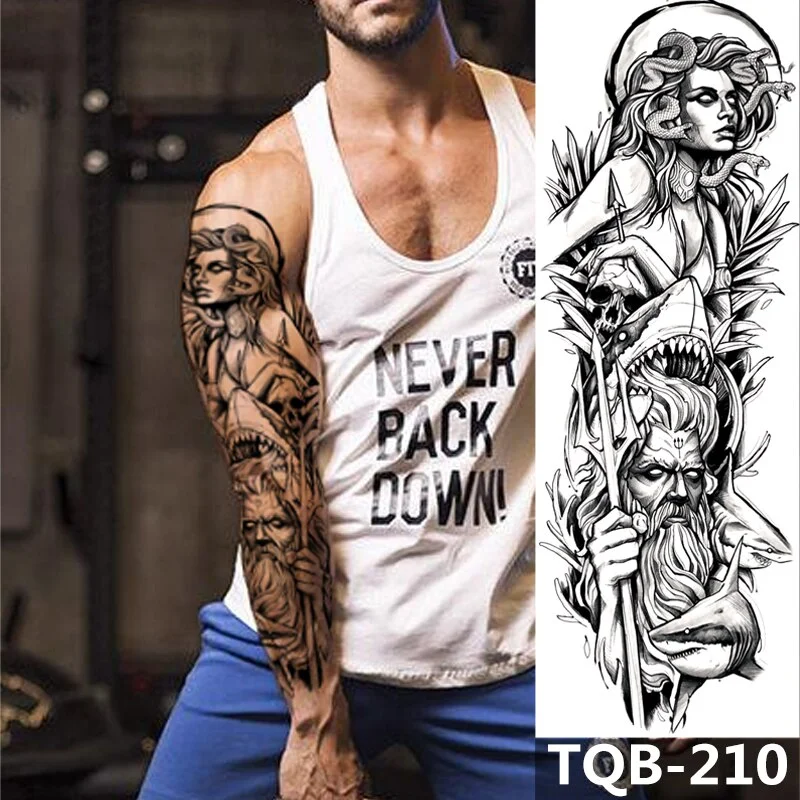 1Pcs Extra Large Temporary Tattoos Full Arm and Black Fire Arm Tattoo Sleeves for Men Women