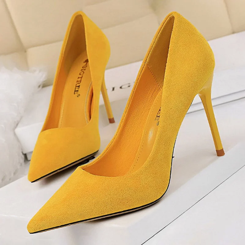 Abebey Shoes 2025 New Women Pumps Suede High Heels Shoes Fashion Office Shoes Stiletto Party Shoes Female Comfort Women Heels
