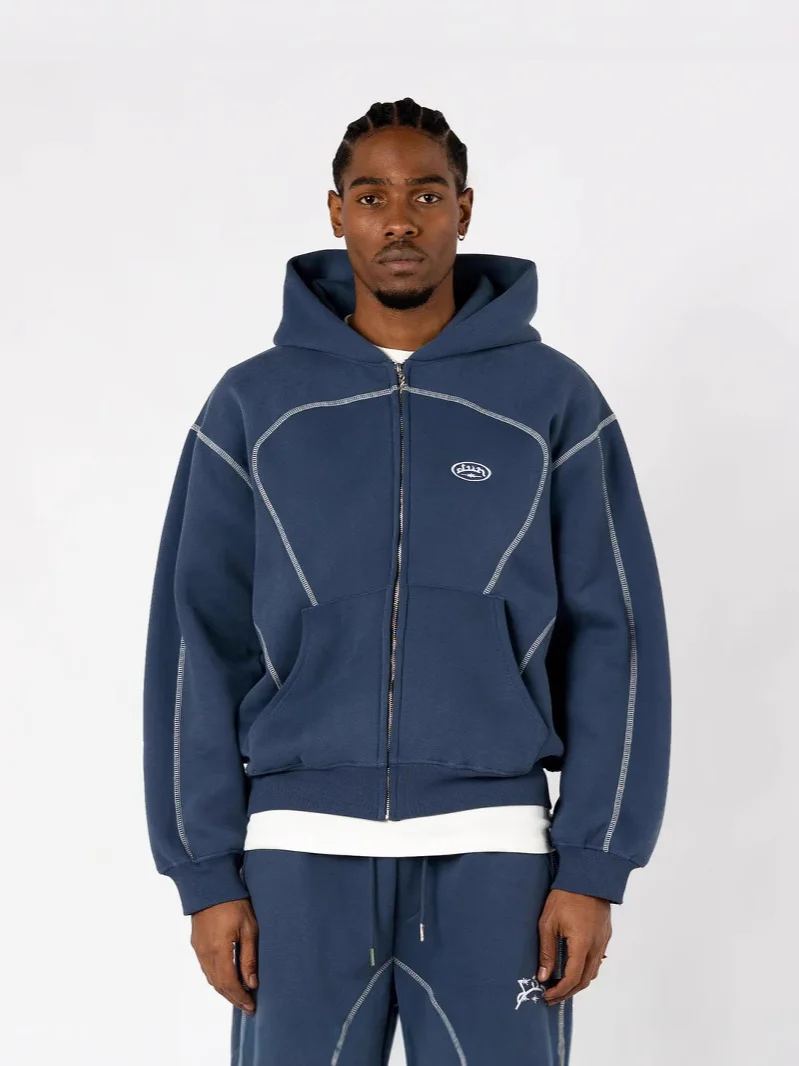 Athvotar Athvotar Trendy Loose Tunic Hip-Hop Streetwear Men And Women Zipper Hooded Casual Jacket 2025