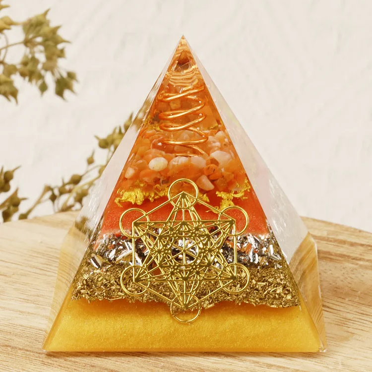 Sun Stone Metatron's Cube Orgone Pyramid