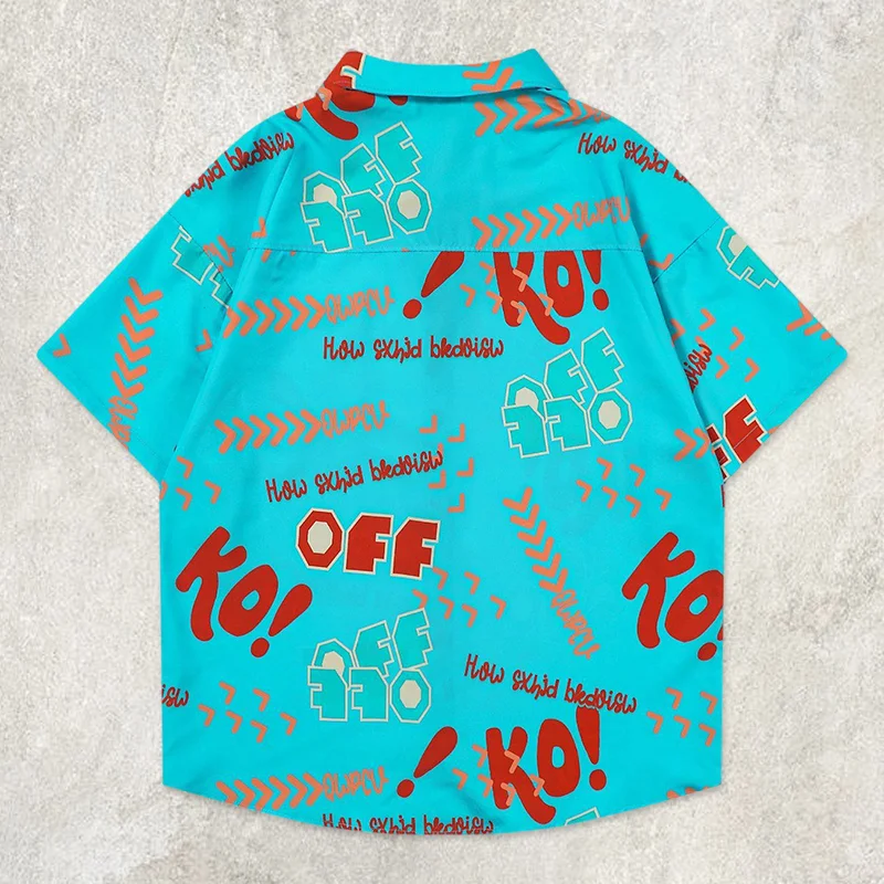 Color Block Letters Short Sleeve Shirt