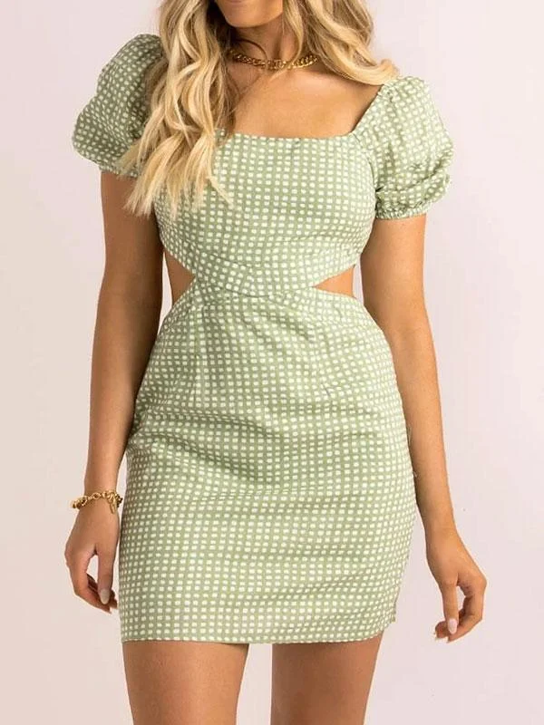 Square neckline mini dress