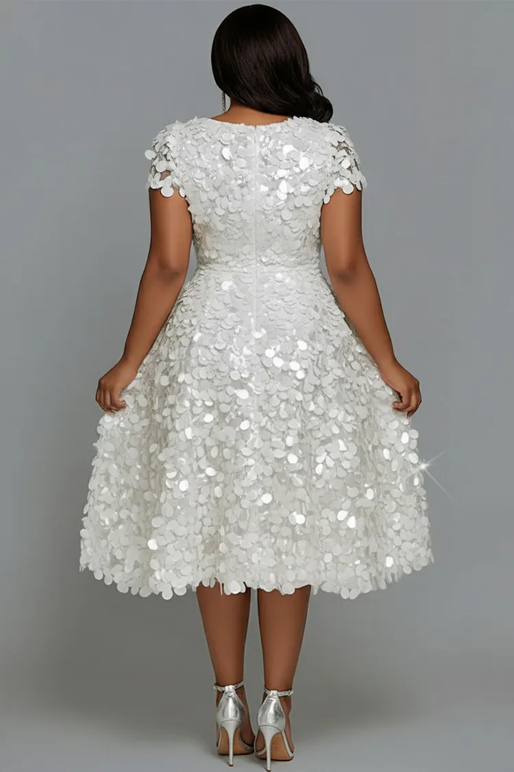 plus size white cocktail wedding dresses Plus Size White V-neck Formal Cocktail Dress with Pockets