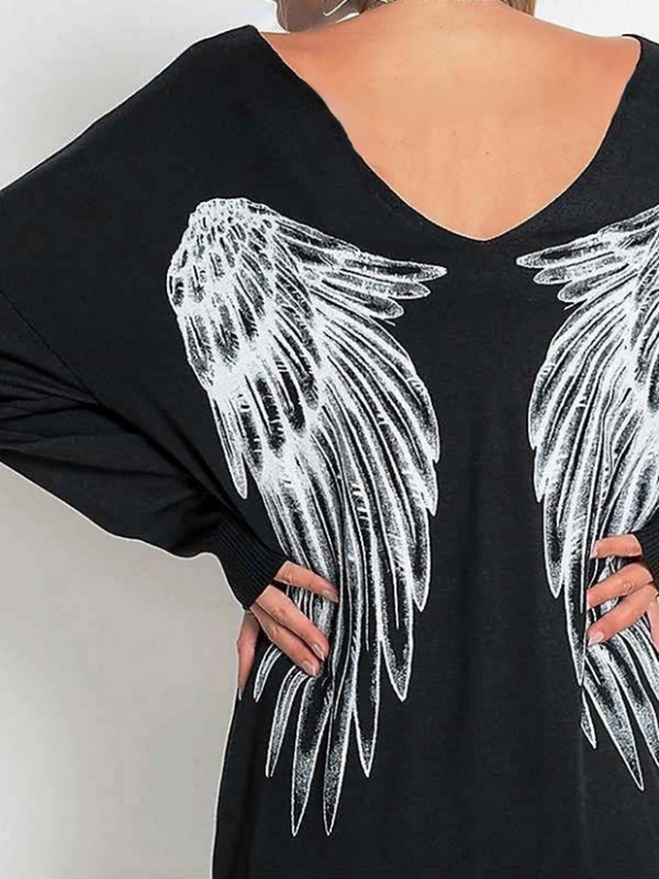 Angel Wings Print Crew Neck T-Shirt