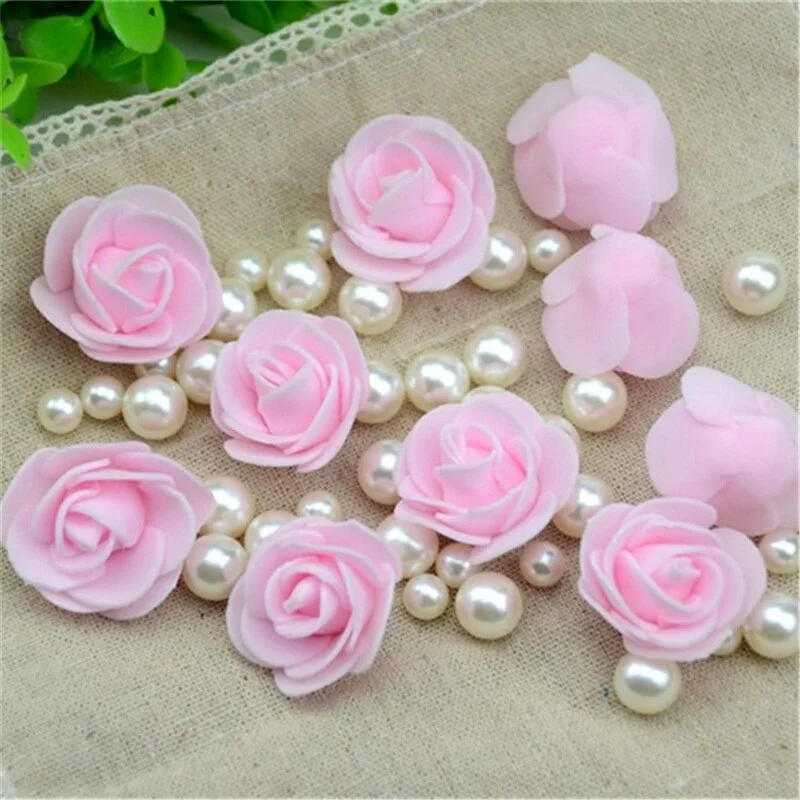 100pcs/lot Mini PE Foam Rose Flower Head Artificial Handmade DIY Wedding Home Decoration Party Supplies Fake Flowers