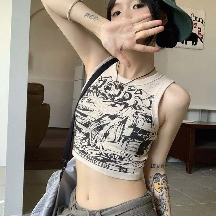 Uveng Uveng I-Word Small Vest Sling Female Summer Sweet And Spicy Outside Wearing Pink Hot Girl Sleeveless Short Sports Top