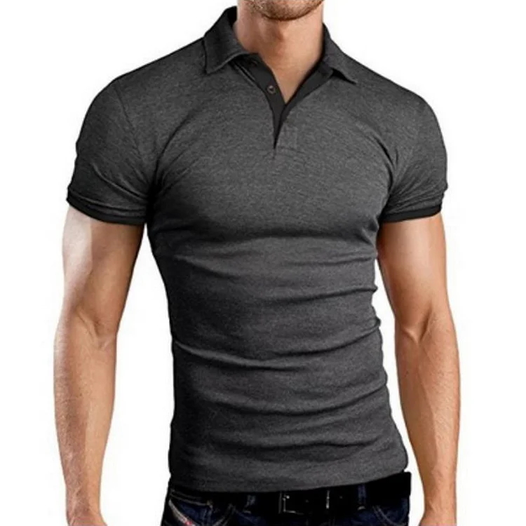 Summer Casual Short Sleeve Tight Tight Fitting Men's Polo Shirts at Hiphopee