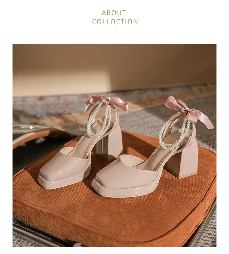 Churchf Churchf Baotou Mary Jane Single Shoe Sandals High Heels 2023 Summer New Niche Design Model Of Versatile Shoes