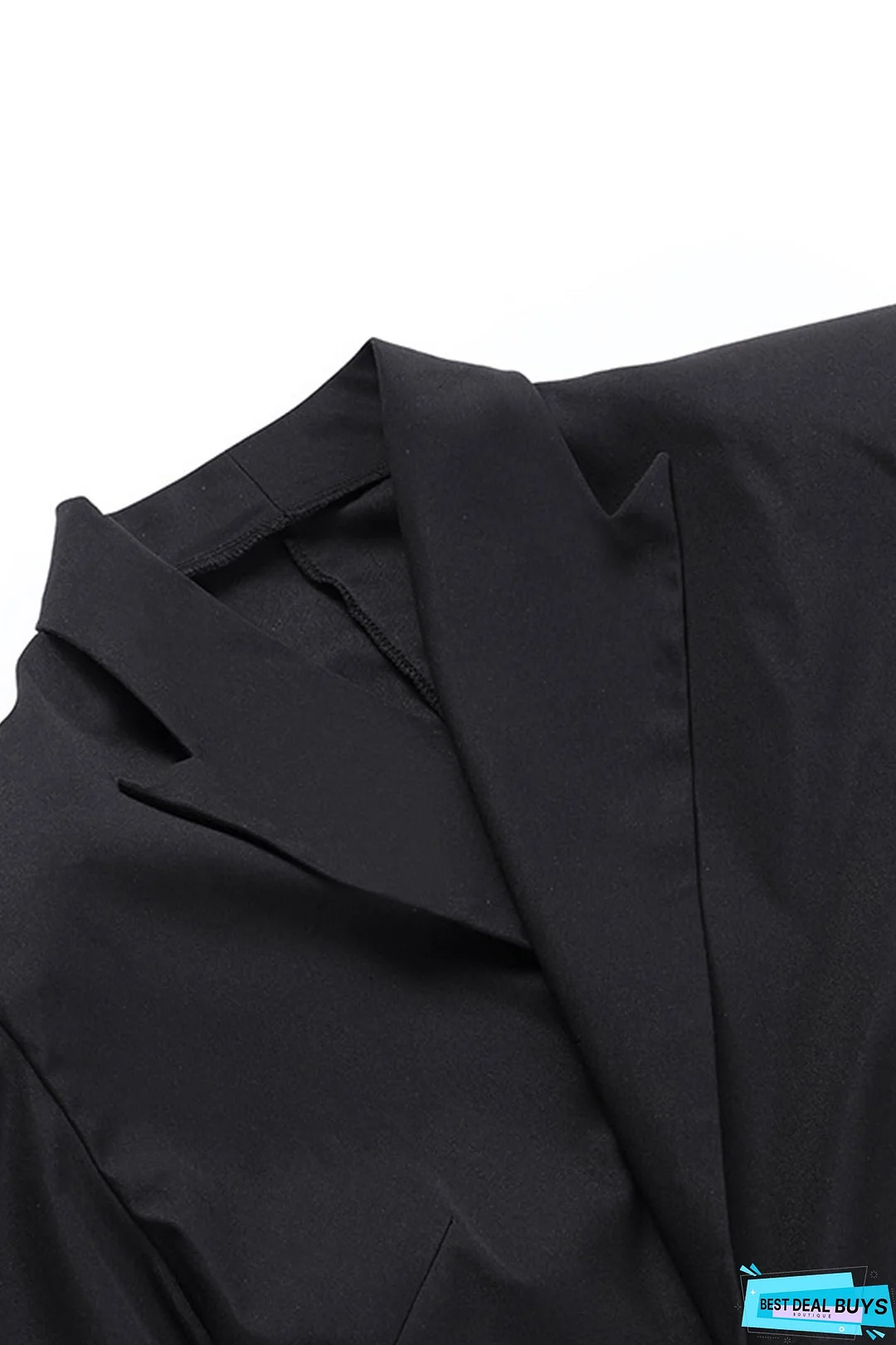 Black Shoulder Pad Suit Tops