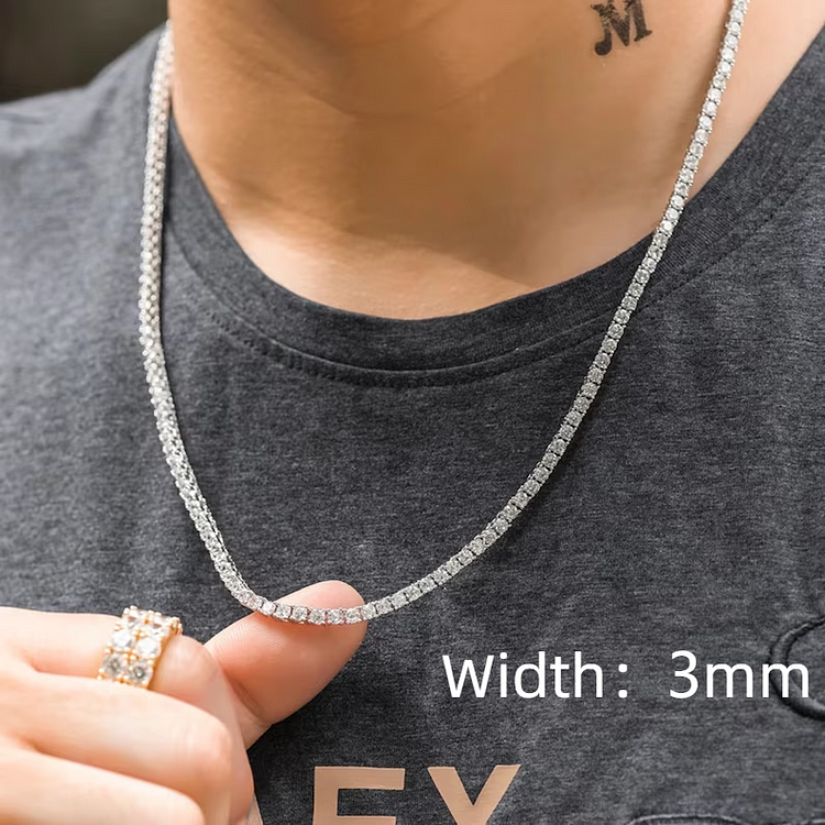 3/4/5MM 1 Row Rhinestone Tennis Chain Iced Out Necklace-VESSFUL