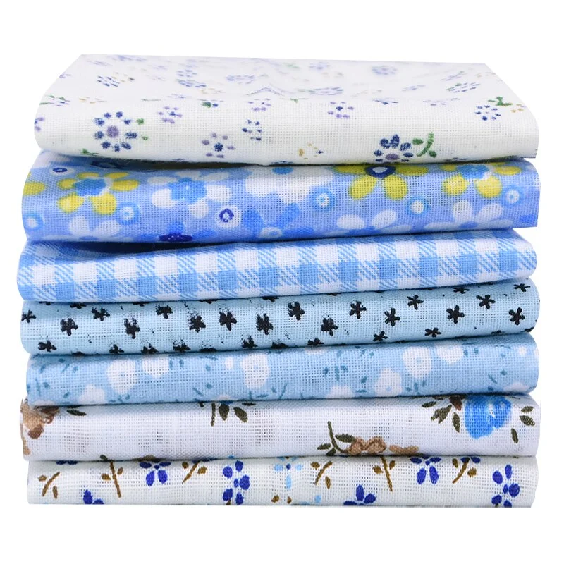 7pcs/set 25x25cm Flower Pattern Cotton Fabric Printed Cloth DIY Handmade Patchwork Material for Needlework Sewing Accessories