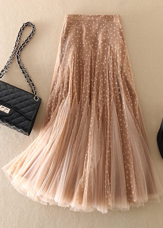 Fashion Meat Pink Zip Up Patchwork Tulle Skirt Spring CK1554- Fabulory