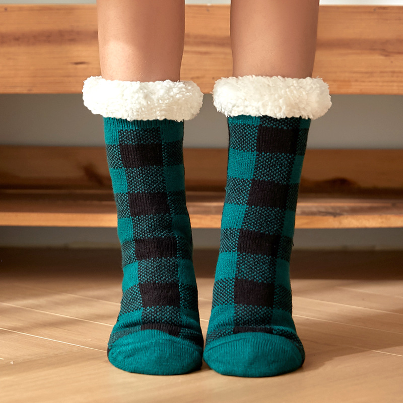 Casual Christmas Red Wool Plaid Non-Slip Socks 2024 - Flycurvy 