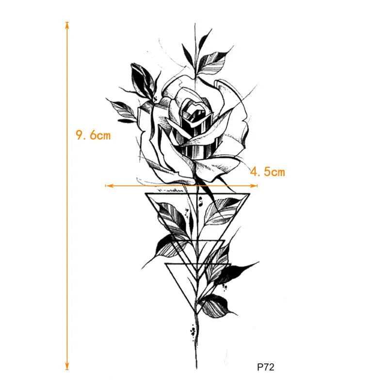 Black Rose Flower Waterproof Temporary Tattoo Stickers Tatouage Fake Tatoo Sticker Body Art Flash Tattoo Henna Tatoo Men