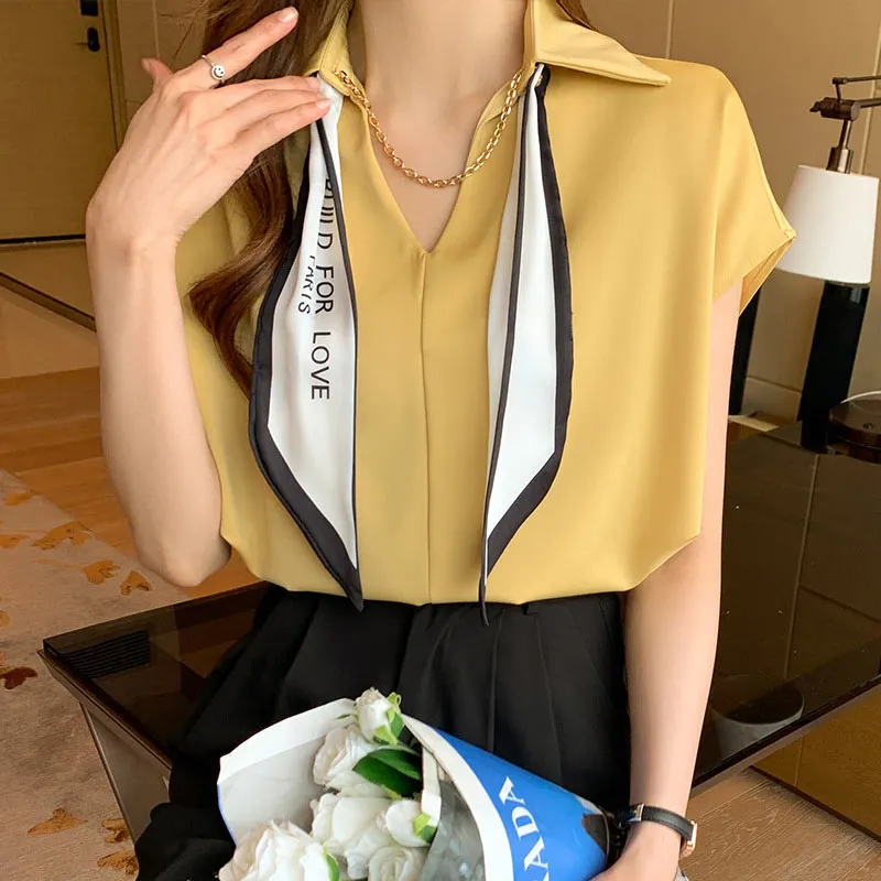 Chain Bow Tie Loose Shirt
