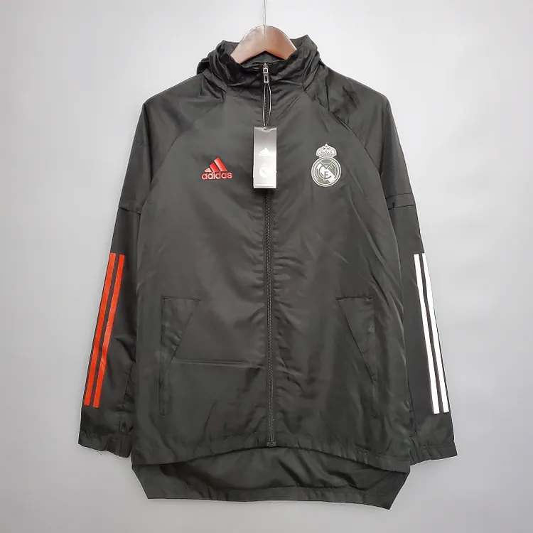 2021 Real Madrid Jersey Windbreaker Black(White Red Edge)