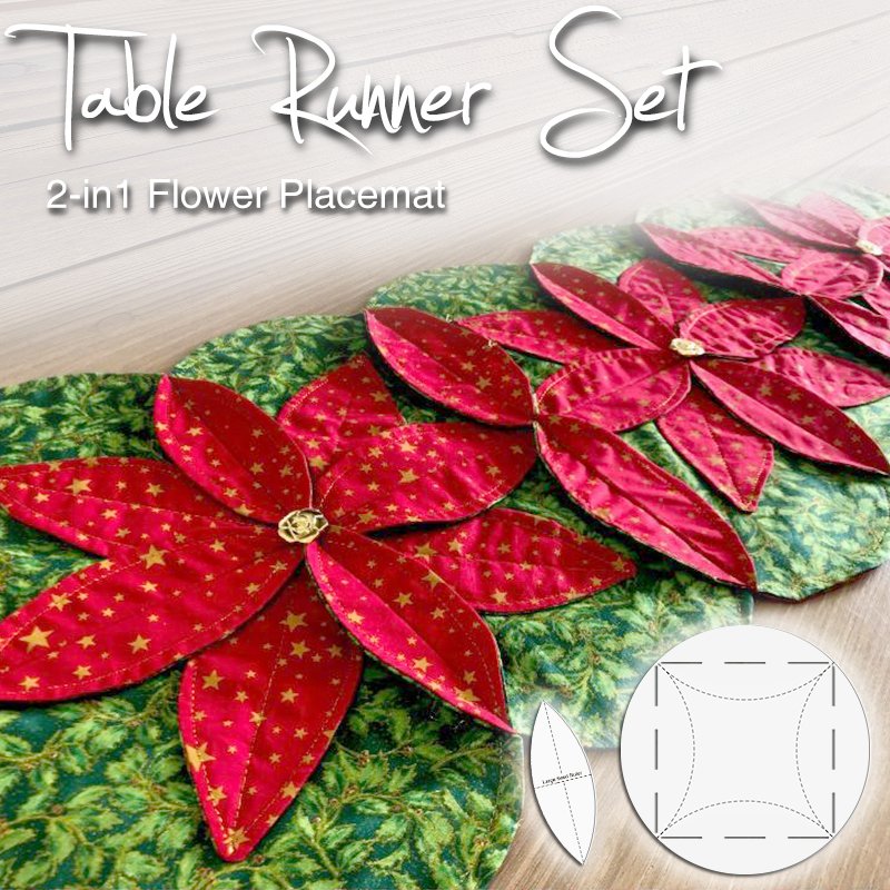 Beautiful DIY Fabric Folded Flower Placemat - Template + With Tutorial