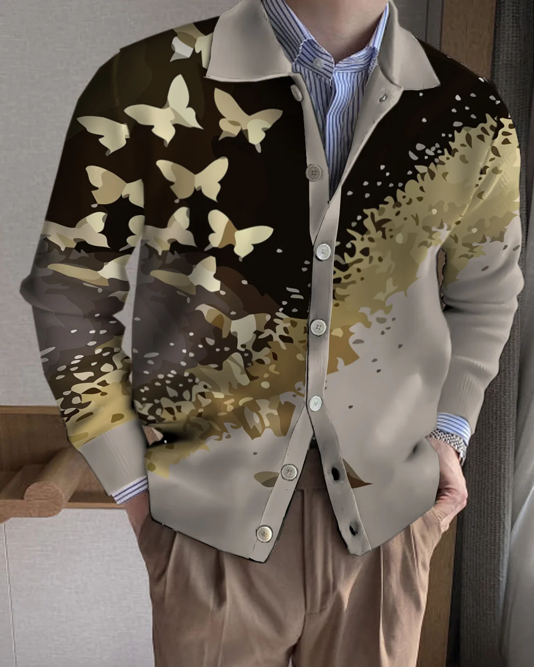 Men's Lapel Knitted Sweater Cardigan 1149