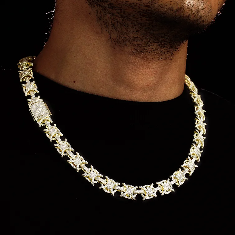 13MM Hip Hop 18K Gold Plated CZ Chain-VESSFUL