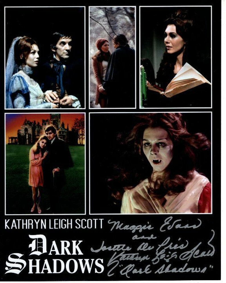 Kathryn leigh scott signed dark shadows maggie & josette 8x10 Photo Poster painting