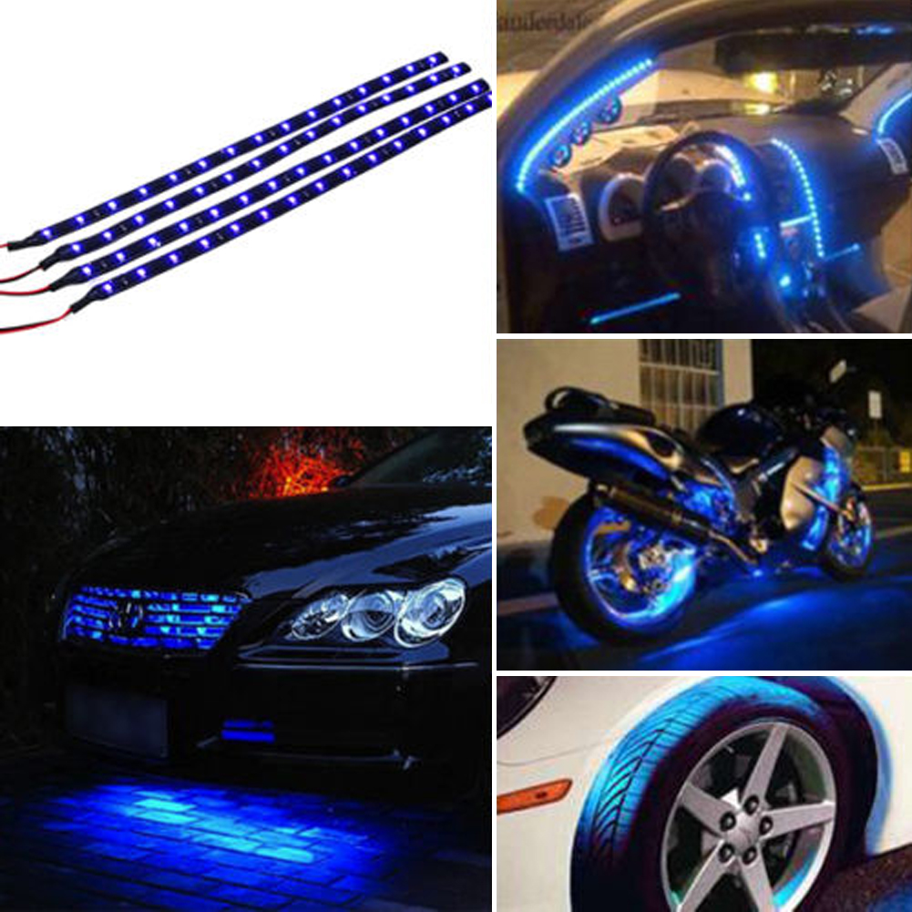 

Blue 4pcs 30CM/15 LED Car Motors Truck Flexible Strip Light Waterproof 12V, 501 Original