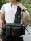 Men Fishing Tackle Backpack with Rod Holder Lure Box Gear Storage Bag Fanny Pack