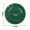 10 Pack | 11" Hunter Emerald Green Hard Plastic Dinner Plates with Gold Ruffled Rim, Large Heavy Duty Disposable Dinnerware