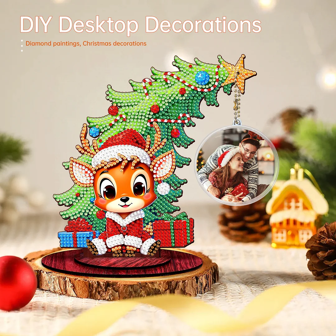 Photo Christmas Tree 5D DIY Diamond Art Tabletop Wood Decorations Ornament Kits