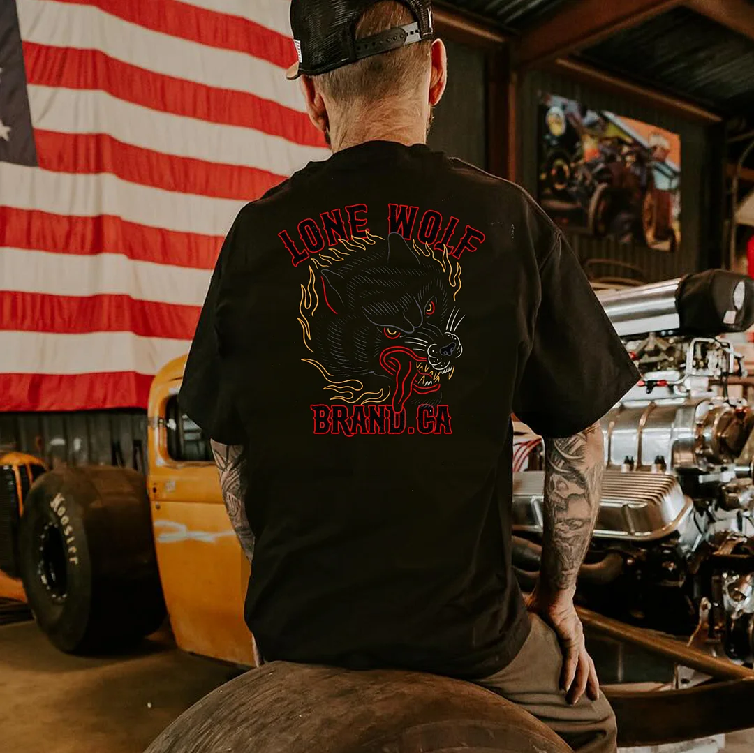 LONE WOLF BRAND.CA Black Print T-Shirt