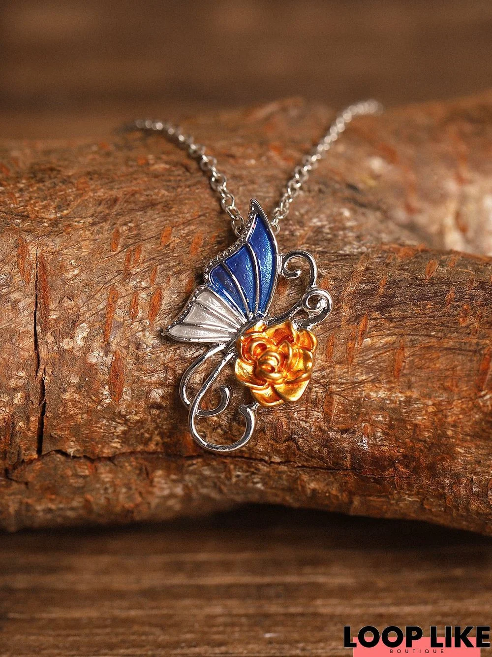 Butterfly Rose Necklace Dress Jewelry