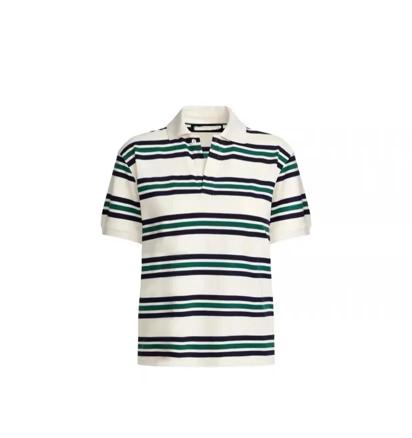 Nigikala Nigikala Retro Sexy Hottie Style Striped Short-Sleeved Polo Collar T-Shirt