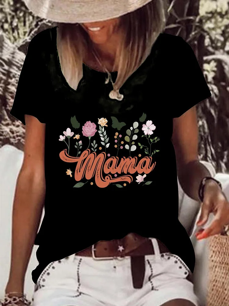 Mama Raw Hem Tee-0025977