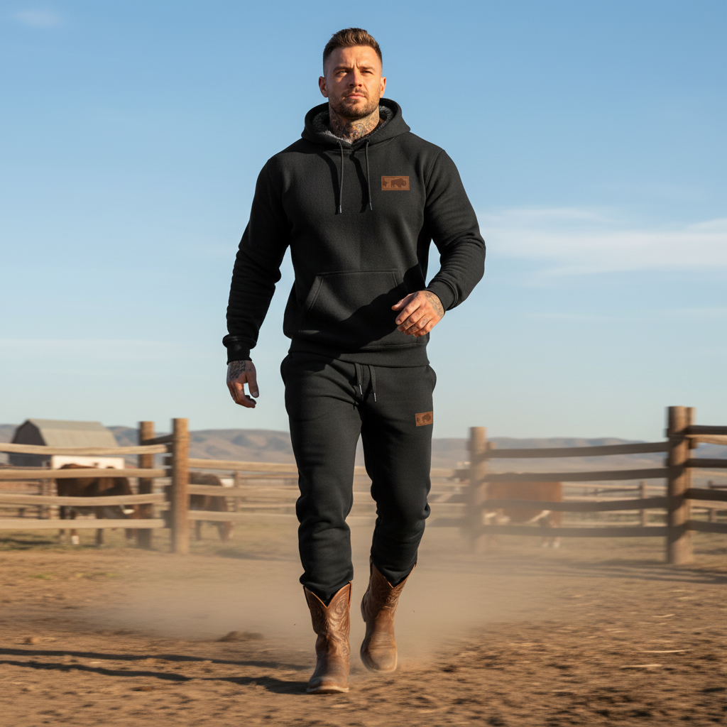 Men's Vintage Western Cowboy Elastic Waist Drawstring Jogger Sweatpants