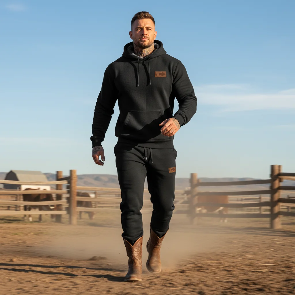 Men's Vintage Western Cowboy Elastic Waist Drawstring Jogger Sweatpants