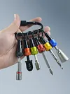 6pcs/Set 1/4 Inch Hex Shank Screwdriver Bits Holder Keychain Portable Hand Tool