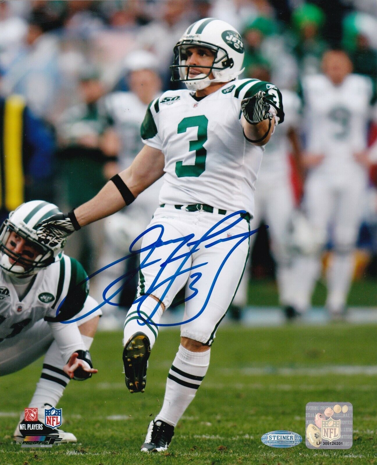 JAY LY NEW YORK JETS STEINER ACTION SIGNED 8x10