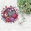 Hummingbird Welcome 5D DIY Diamond Painting Dots Pendant with Crystal Special Shape Rhinestone Diamond Art Window Hanging Ornament Single-Sided Drill 7.76x7.68inch for Home Garden Wall Door Decor